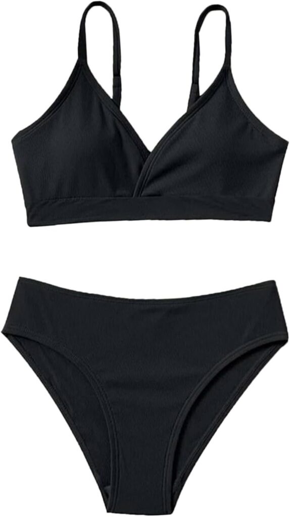 Girls 2 Piec𝐞 High Waisted Spaghetti Strap Swimsuit Bathing Suit Bikini Sets Girls Bathing Suit