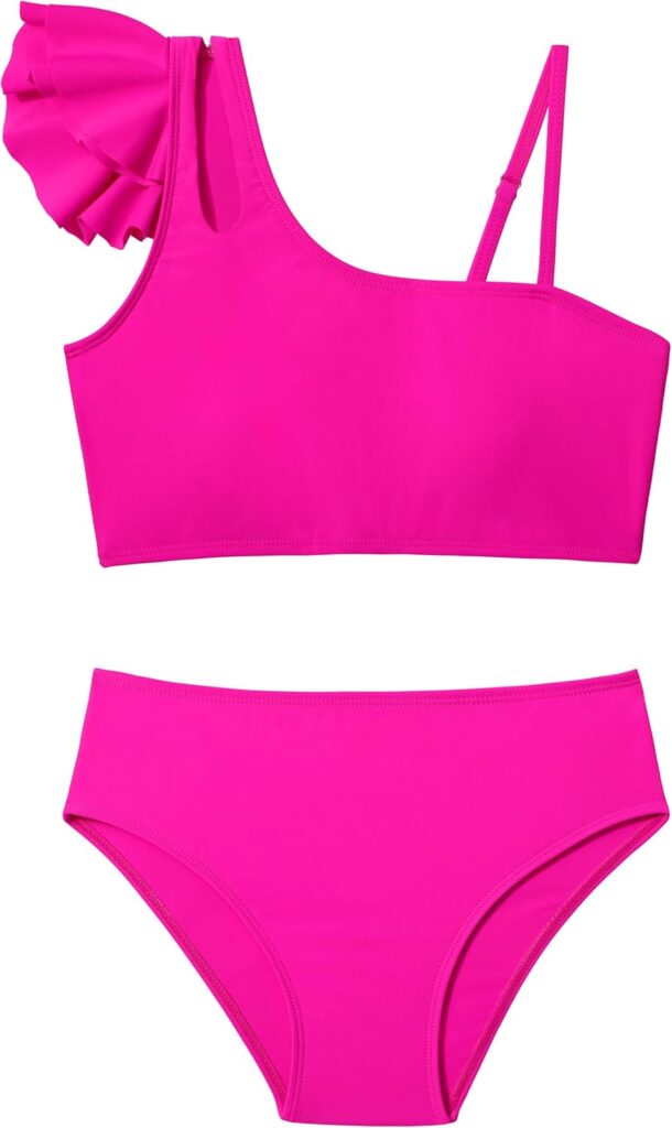Girls Swimsuits Bikini Set, Kids Bathing Suit for Girls Ruffle Two Piece Girls Swimwear with Adjustable Strap