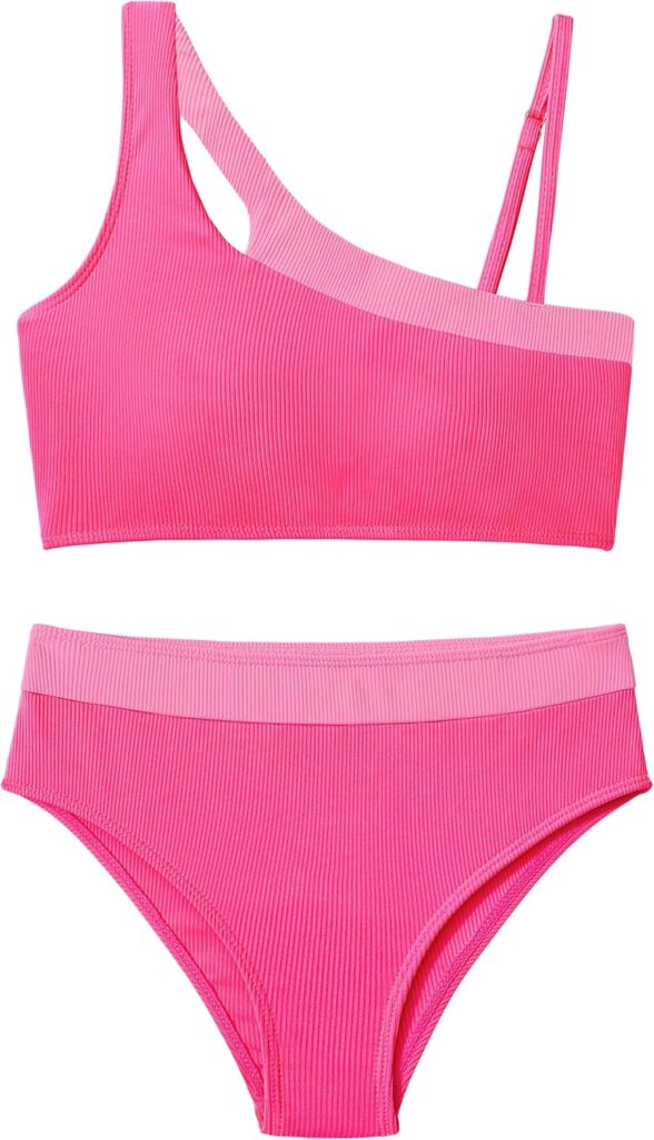 Swimsuits for Girls, Bathing Suit for Girl Cutout Color-block Bikini Set with Adjustable Strap Girls Swimwear 7-16T